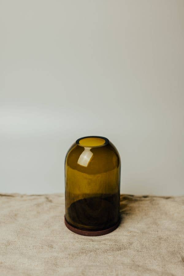 Clear Glass Candle Dome with Wooden Base