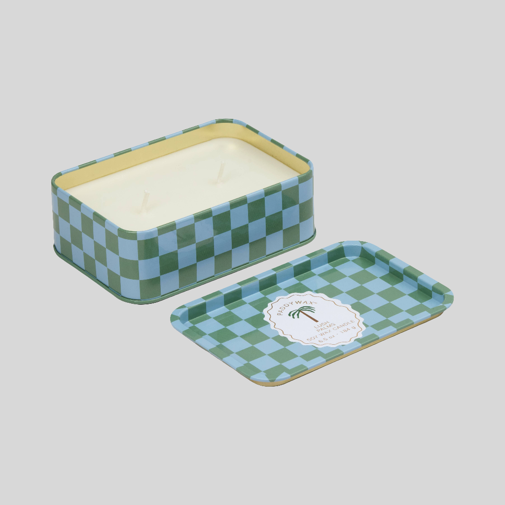 Palm Printed Tin Soy Wax Candle - Lush Palms