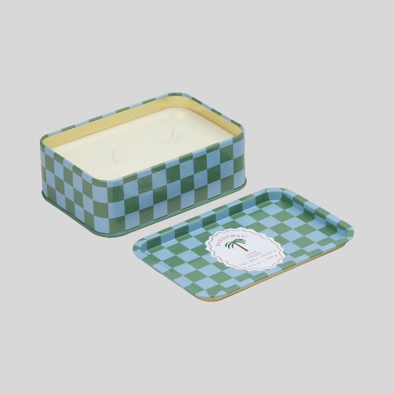 Palm Printed Tin Soy Wax Candle - Lush Palms