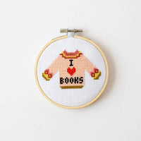 I Love Books Cross Stitch Kit for Beginners