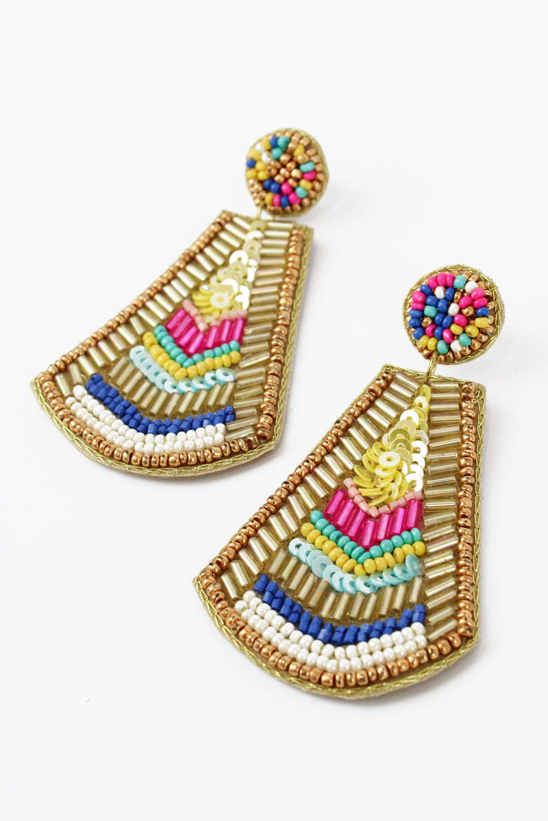 Multi Block Beaded Earrings