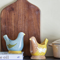 Stoneware Birdie Egg Cup - heart deco