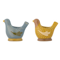 Stoneware Birdie Egg Cup - heart deco