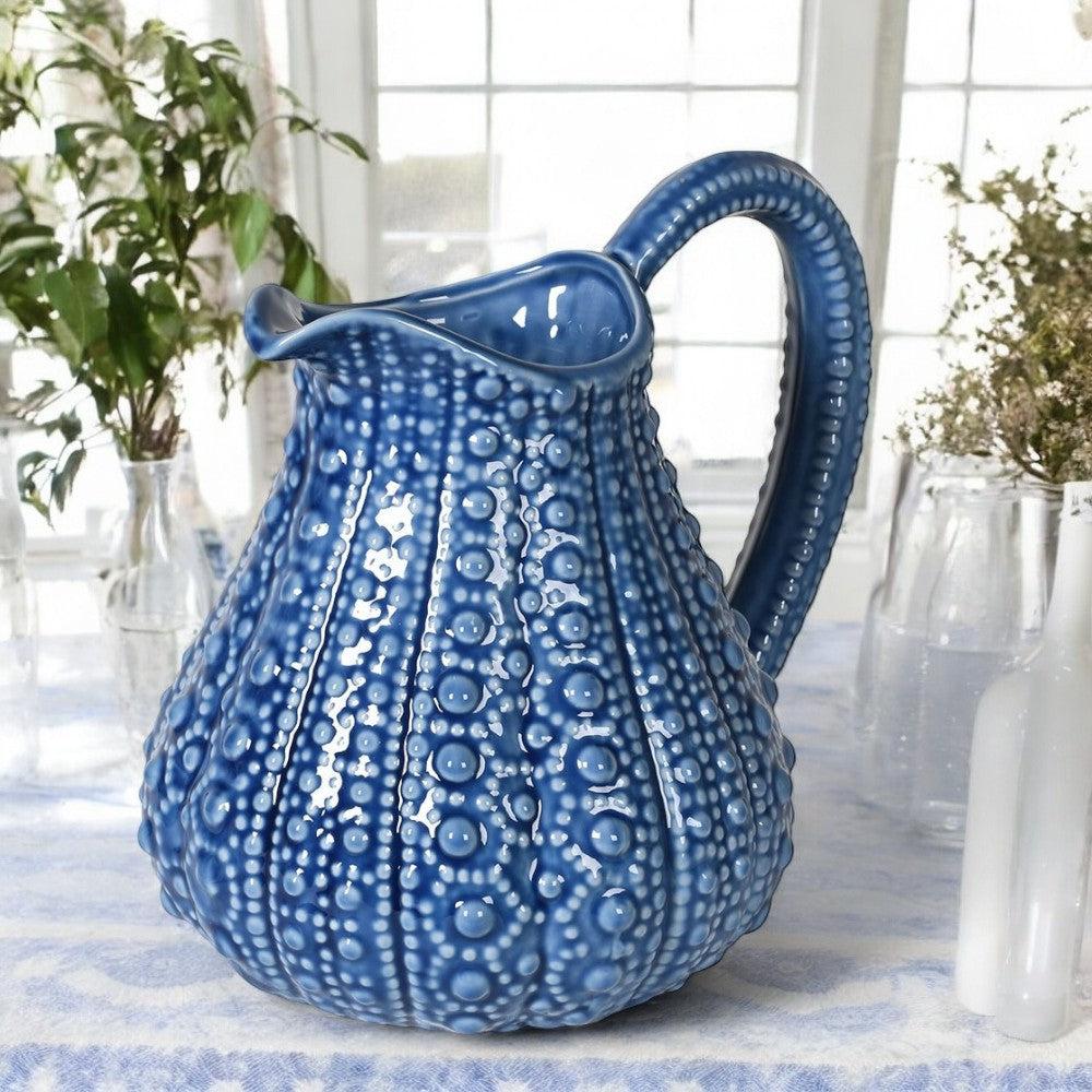 Blue Urchin Jug - heart deco