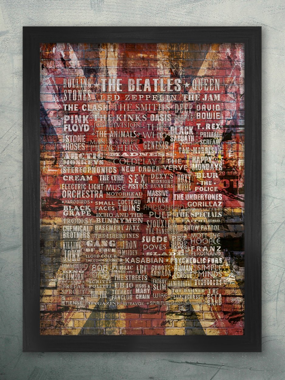 Brit Pop Music Art Print - heart deco