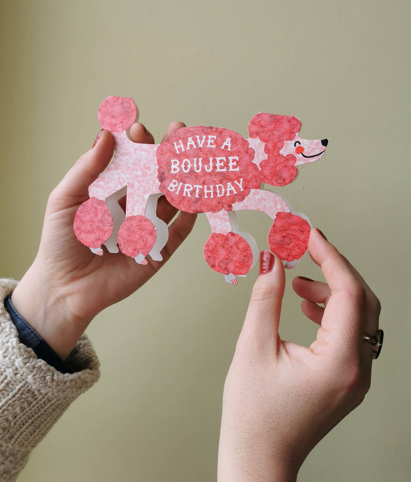 Boujee Birthday Poodle Greetings Card by Hadley