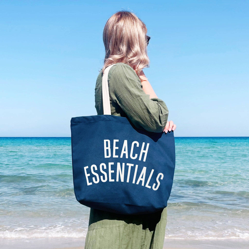 Beach Essentials - Ocean Blue Canvas Tote Bag