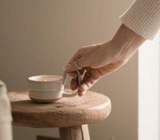 Stoneware Candle Cup - heart deco