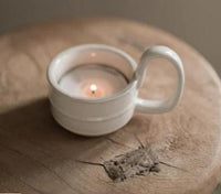 Stoneware Candle Cup - heart deco