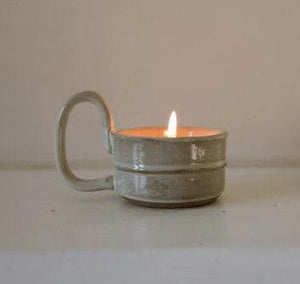 Stoneware Candle Cup - heart deco