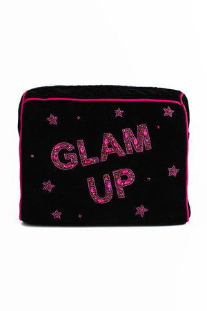 GLAM UP BEADED MEDIUM POUCH - heart deco