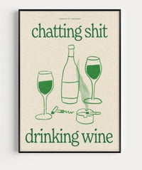 Chatting Shit Drinking Wine Art Print - heart deco