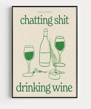 Chatting Shit Drinking Wine Art Print - heart deco