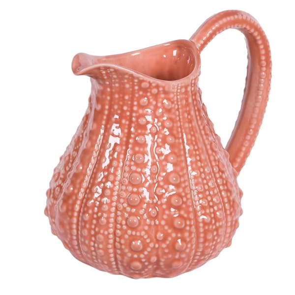 Coral Pink Urchin Jug - heart deco