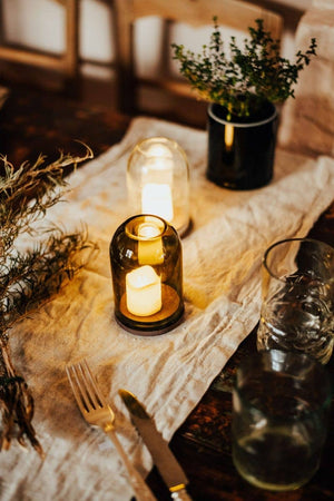 Clear Glass Candle Dome with Wooden Base