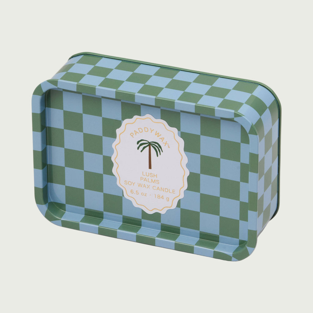 Palm Printed Tin Soy Wax Candle - Lush Palms