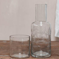 Glass Fern Etched Night Time Water Set - heart deco
