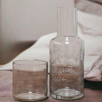 Glass Fern Etched Night Time Water Set