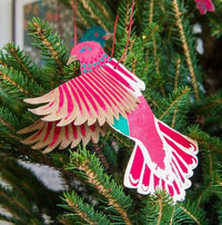 Festive Bird Paper Decorations - Pack of four - heart deco