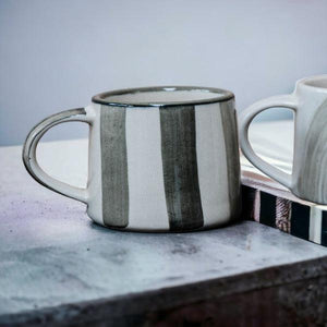 Forest Washed Stripe Stoneware Mug - heart deco