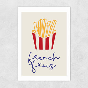 french fries art print- heart deco