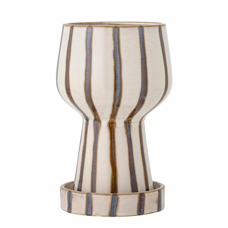 Brown and Cream Striped Planter