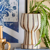 Brown and Cream Striped Planter