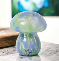 Mushroom Lamp - Green and Blue Glass - heart deco