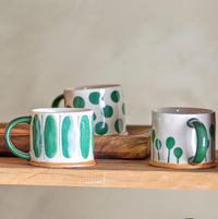 Green Stoneware MUg - heart deco