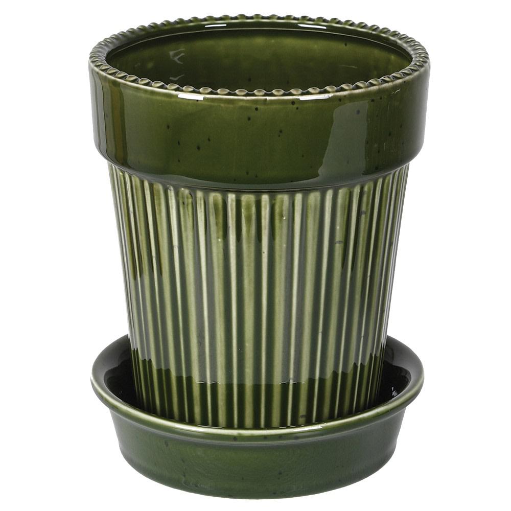 Green Ceramic Planter - heart deco