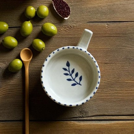 Artisan Ceramic Olive Dish | Hand-Painted Snack & Dip Bowl