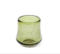 olive green glass tumbler - heart deco