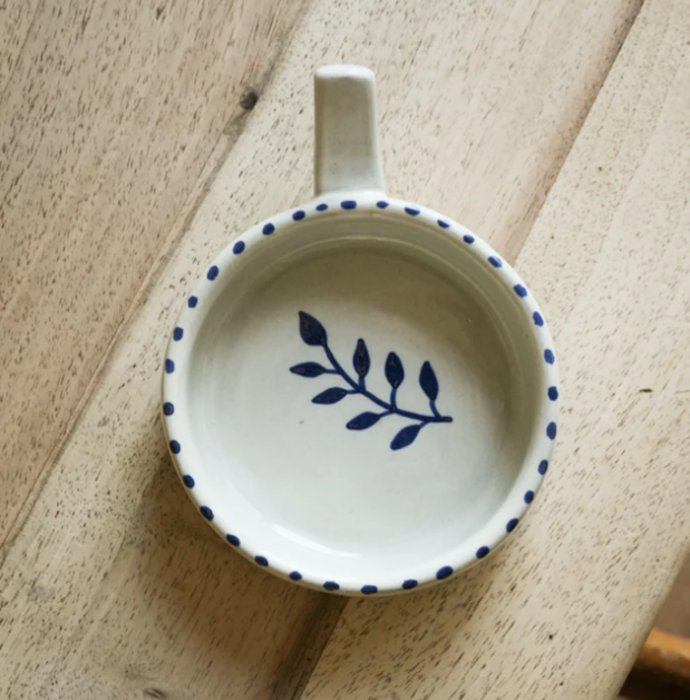 Artisan Ceramic Olive Dish | Hand-Painted Snack & Dip Bowl