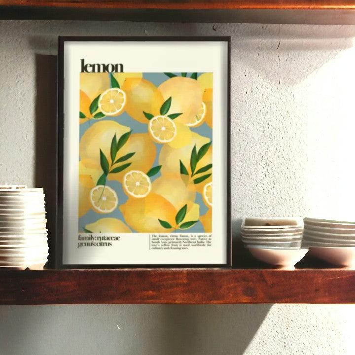 Lemon Fruit Print - heart deco