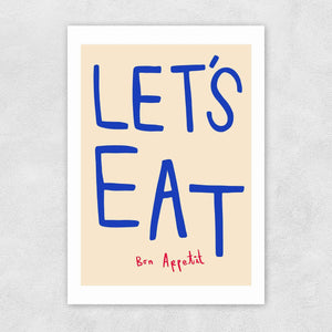 Lets eat art print - heart deco