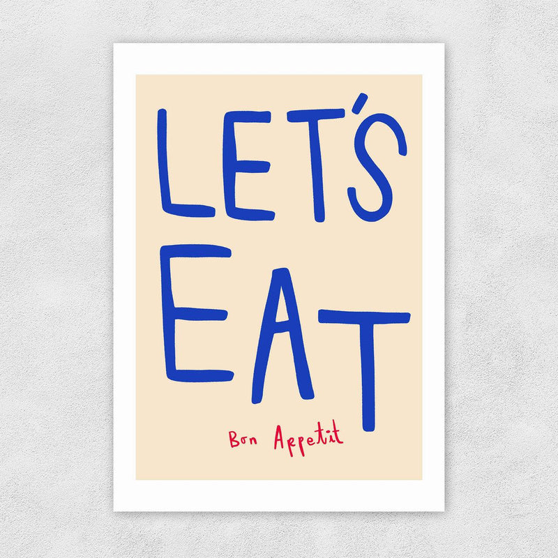 Lets eat art print - heart deco