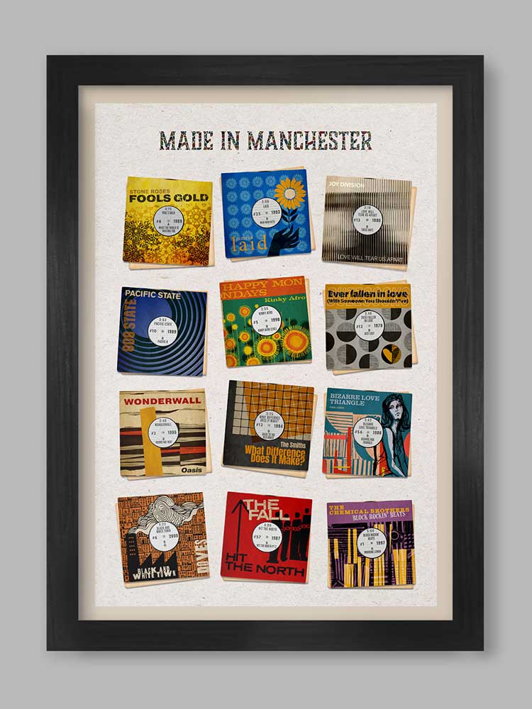 Made in Manchester Music Print - heart deco