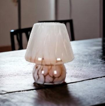 Mushroom Shaped Glass Candleholder - heart deco