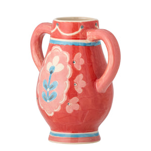 Odina Vase Red Stoneware - heart deco