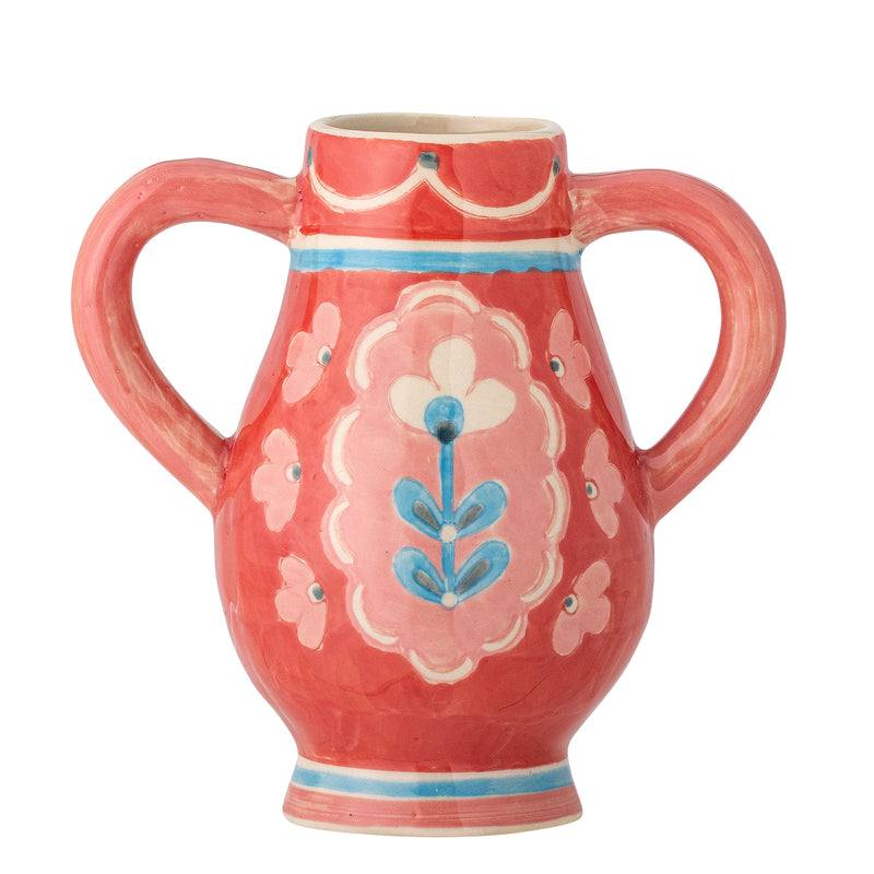 Odina Vase Red Stoneware - heart deco