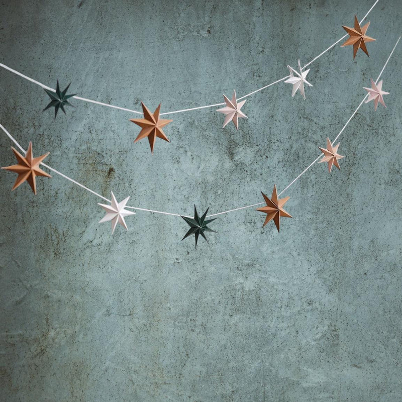 Christmas Stars Paper Garland - heart deco