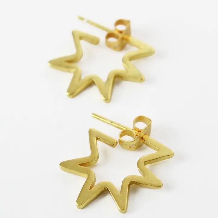 MY DORIS SMALL POW STAR HOOP EARRINGS - heart deco