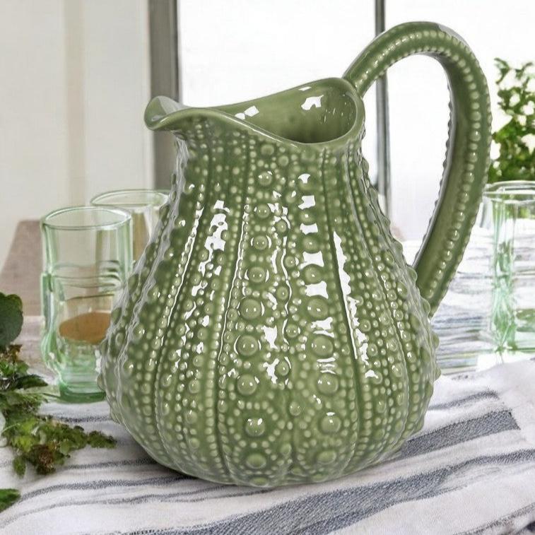 Sage Green Urchin Jug - heart deco