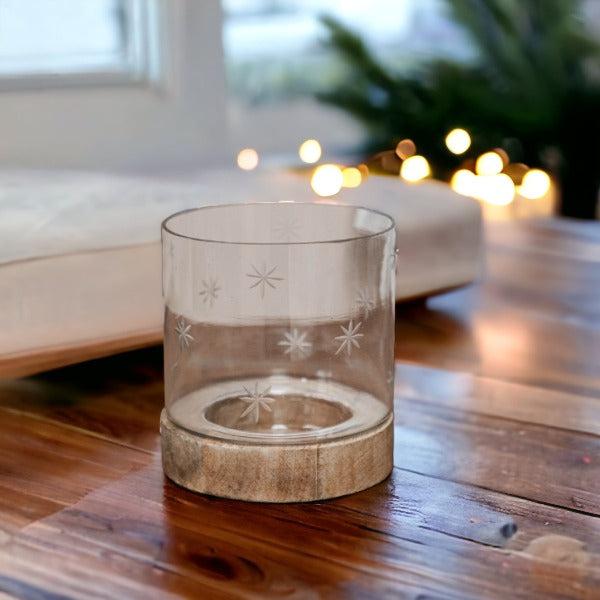 Small Star Etched Candle Holder - heart deco