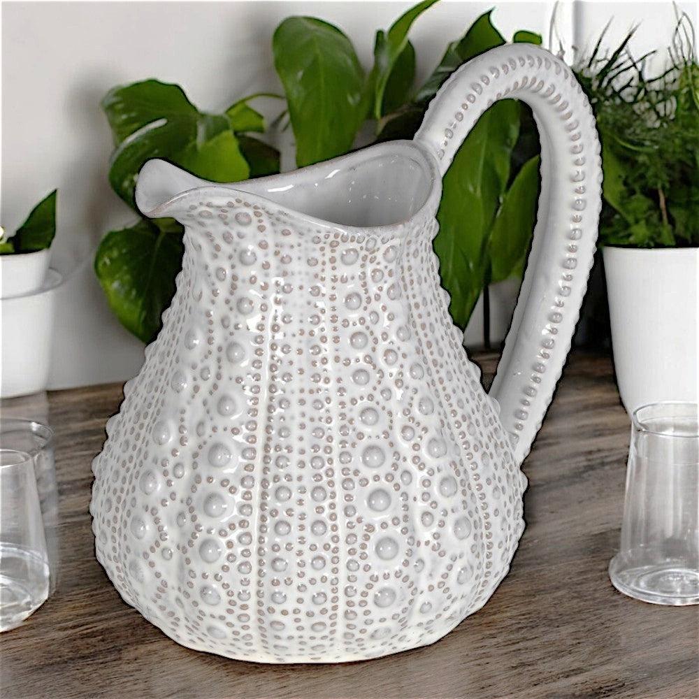 White Urchin Jug - heart deco