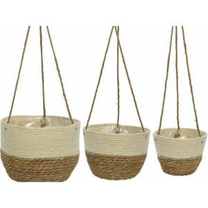 Cornleaf Natural Stripe  Hanging Baskets - 3 sizes - heart deco