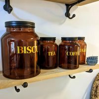 Amber and Gold Vintage Style Glass Storage Jars