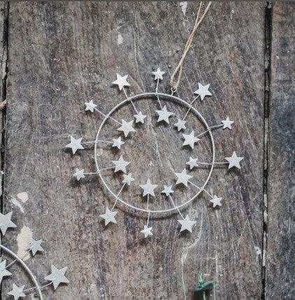 Metal Circle Star Hanger Christmas Decor - heart deco