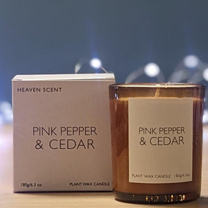PinkHeaven Scent Heritage Range Plant Wax Candles - heart deco Pepper and cedar 