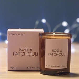 Rose and Parchouli Heaven Scent Heritage Range Plant Wax Candles - heart deco